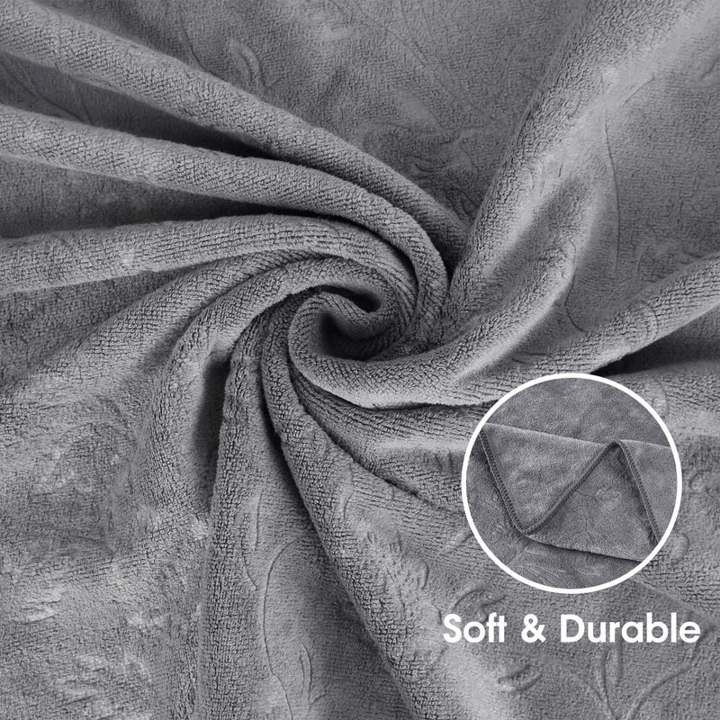 JML Pack of 2 Large Bath Towels Set, Oversized Microfiber Towel for Body, 30" x 60", Fast Drying, Soft Super Absorbent for Yoga, Gym,Spa, Sauna, Shower, Beach, Pool, Sport - Grey Floral Pattern - Image 3